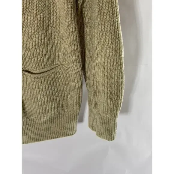 CLUB MONACO Men's Tan Ribbed Shawl-Collar Button-Up Long Sleeve